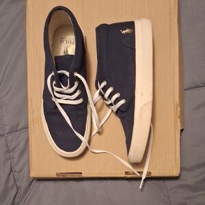 Polo by Ralph Lauren Men's Blue and White Sneakers